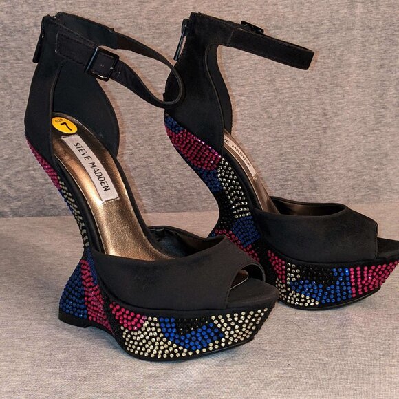 Steve Madden Sparkly Multi Colour Stiletto Heel Shoes Gimmick - Picture 5 of 8